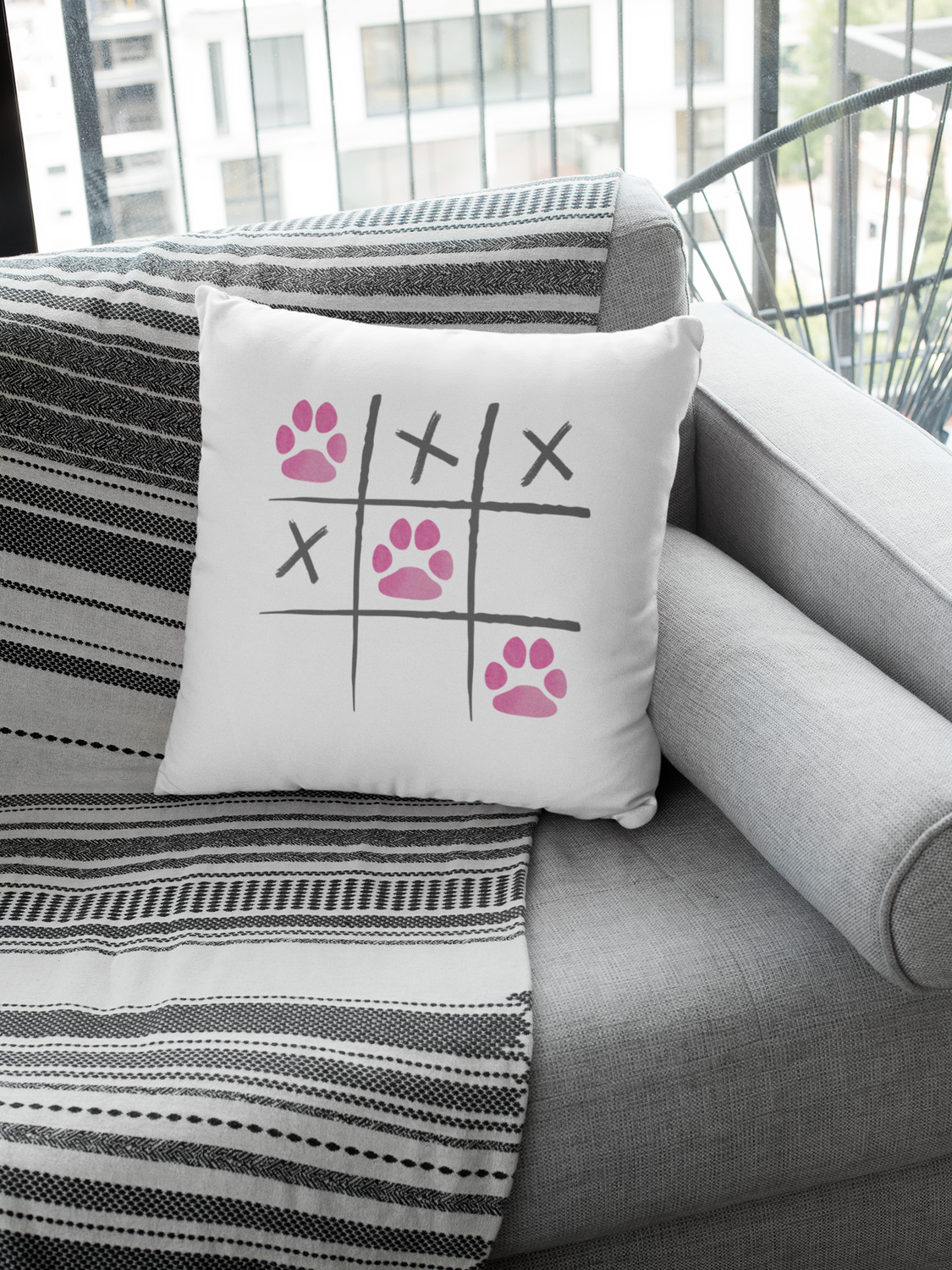 Tic Tac Paw - 18"x18"  Premium Pillow - Front and Back Print