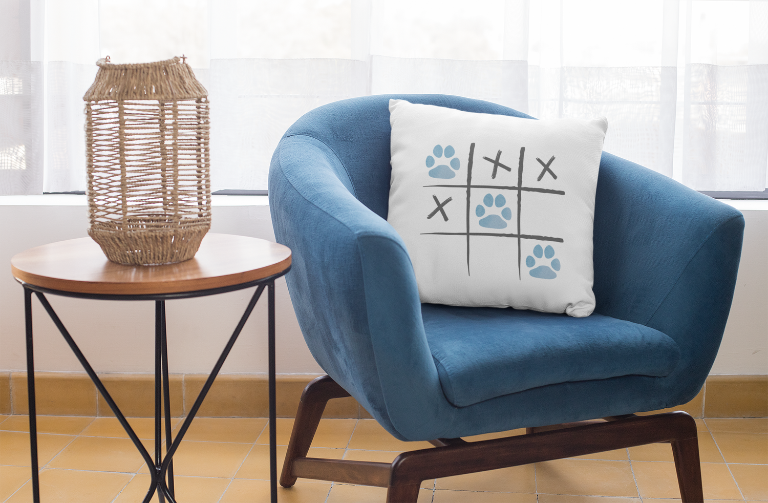 Tic Tac Paw - 18"x18"  Premium Pillow - Print on both sides