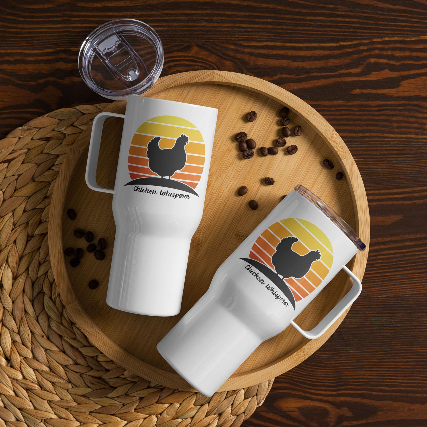 Chicken Whisperer - White Travel mug with a handle