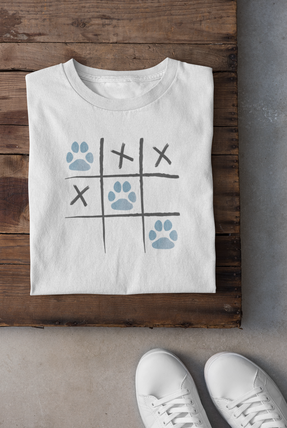 Tic Tac Paw - Blue  t-shirt
