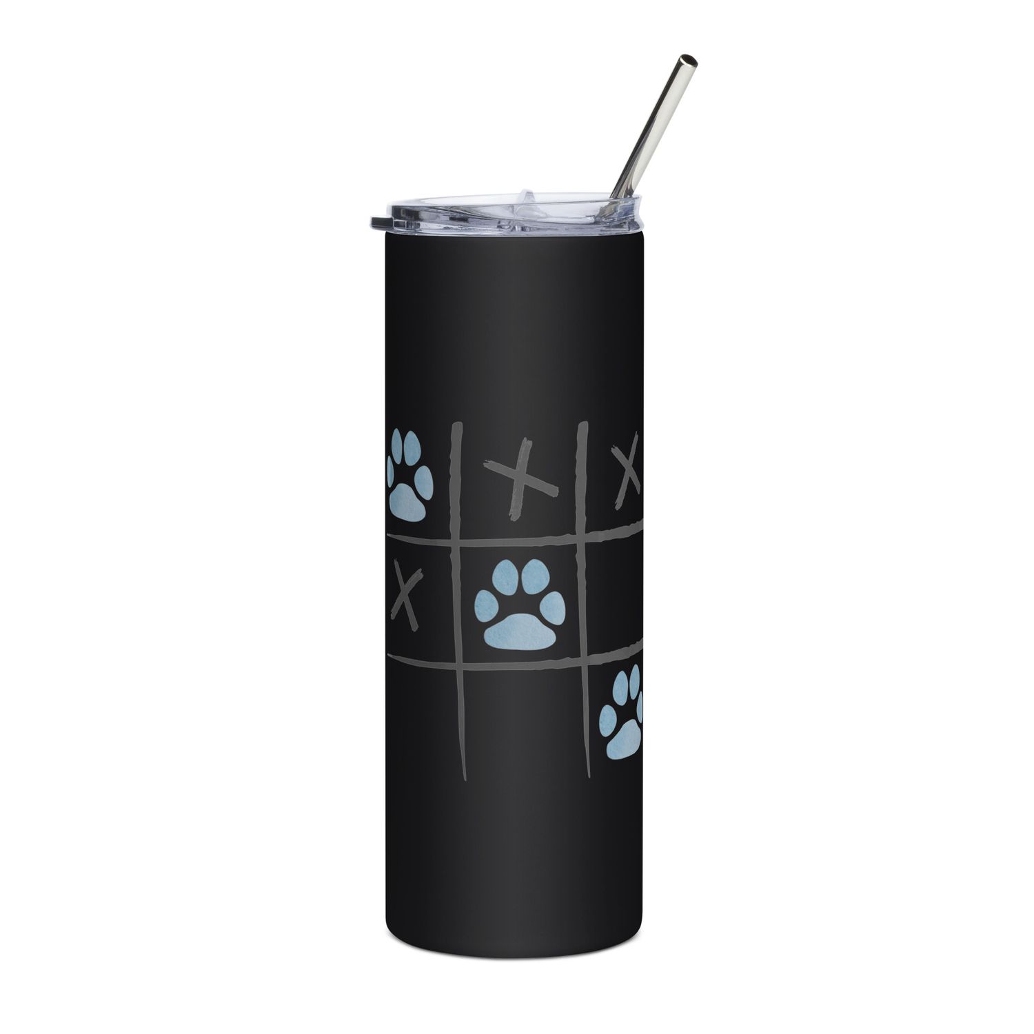 Tic Tac Paw - Blue Paws - White Stainless steel tumbler