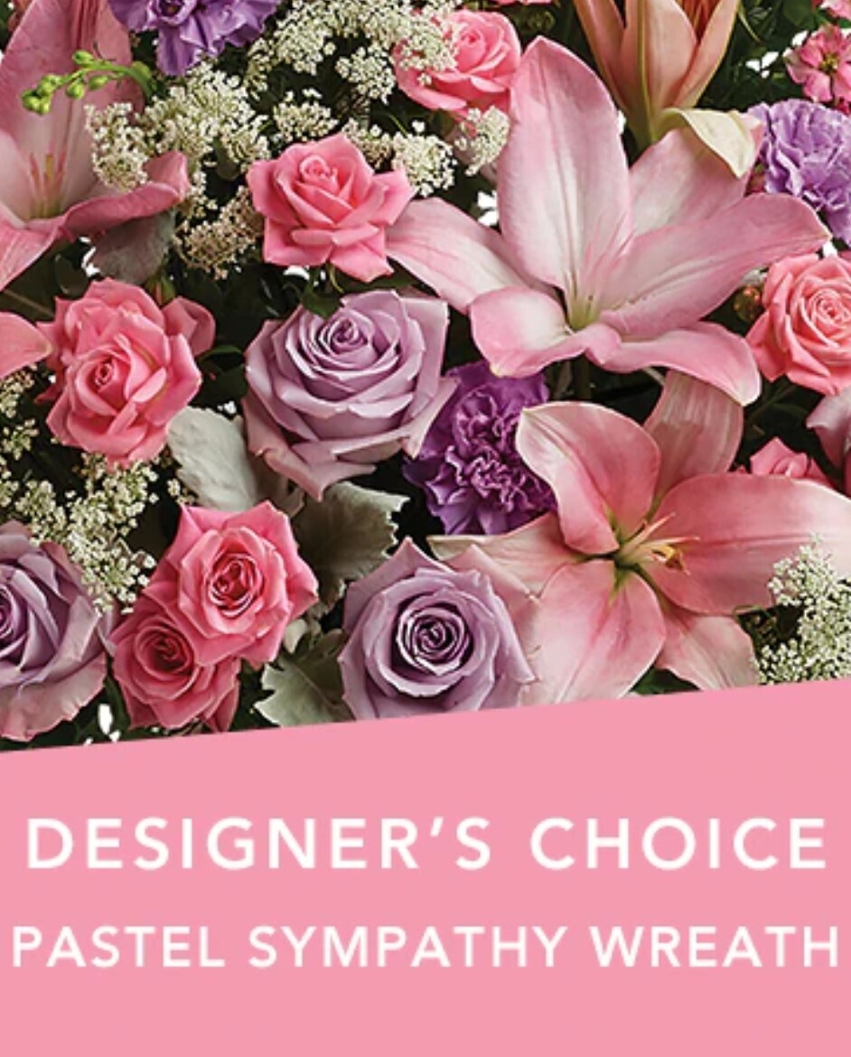 Designer's choice pastel sympathy wreath