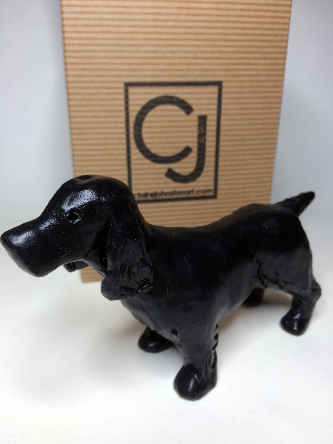 Black Spaniel (Size: approx H: 10cm) + Gift Box