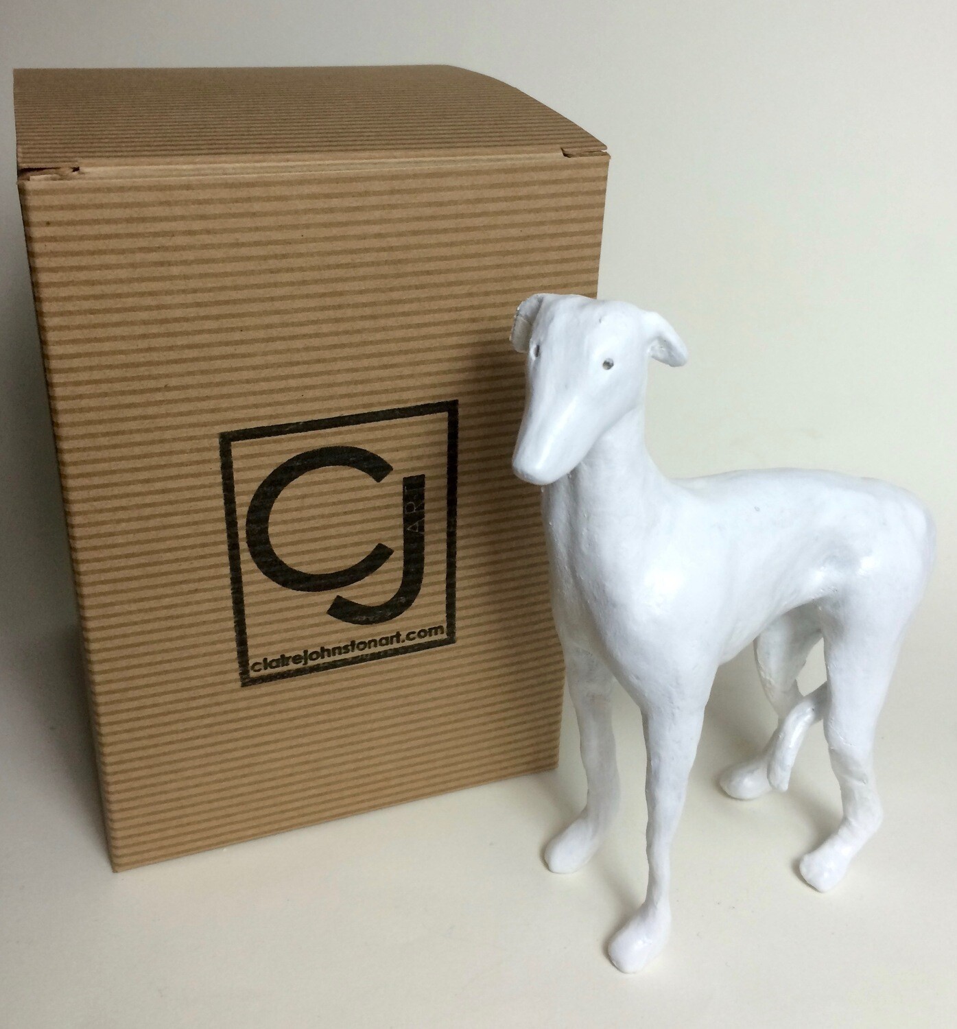 White Greyhound (Size: approx H: 12cm) + Gift Box