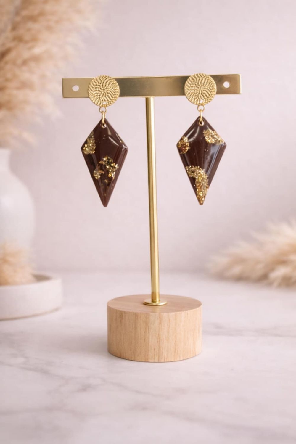 Boucles d’oreilles Marron/Or