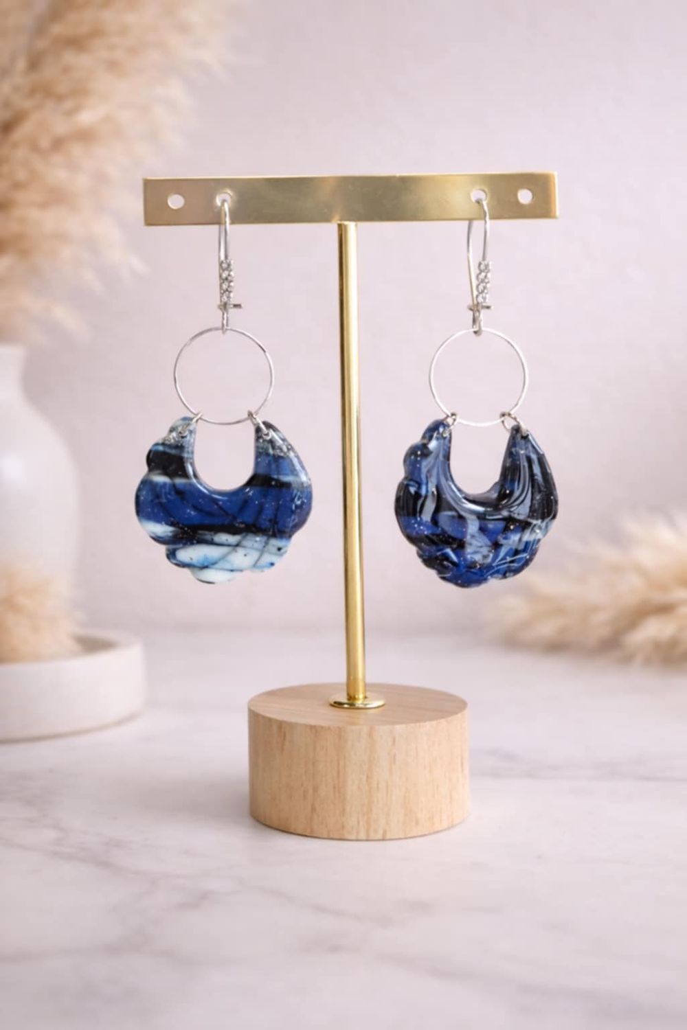 Boucles d’oreilles Bleu Marbré