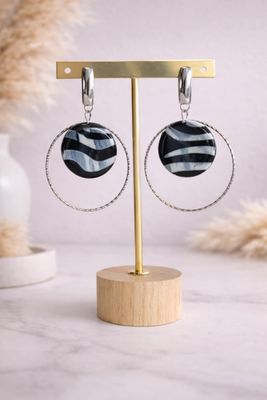 Créoles Noir/Blanc Marbré