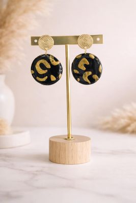 Boucles d’oreilles noir et or