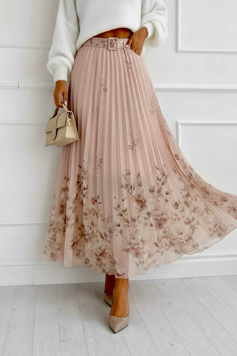 Jupe plissée fleurie