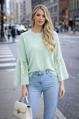 Blouse manches dentelle