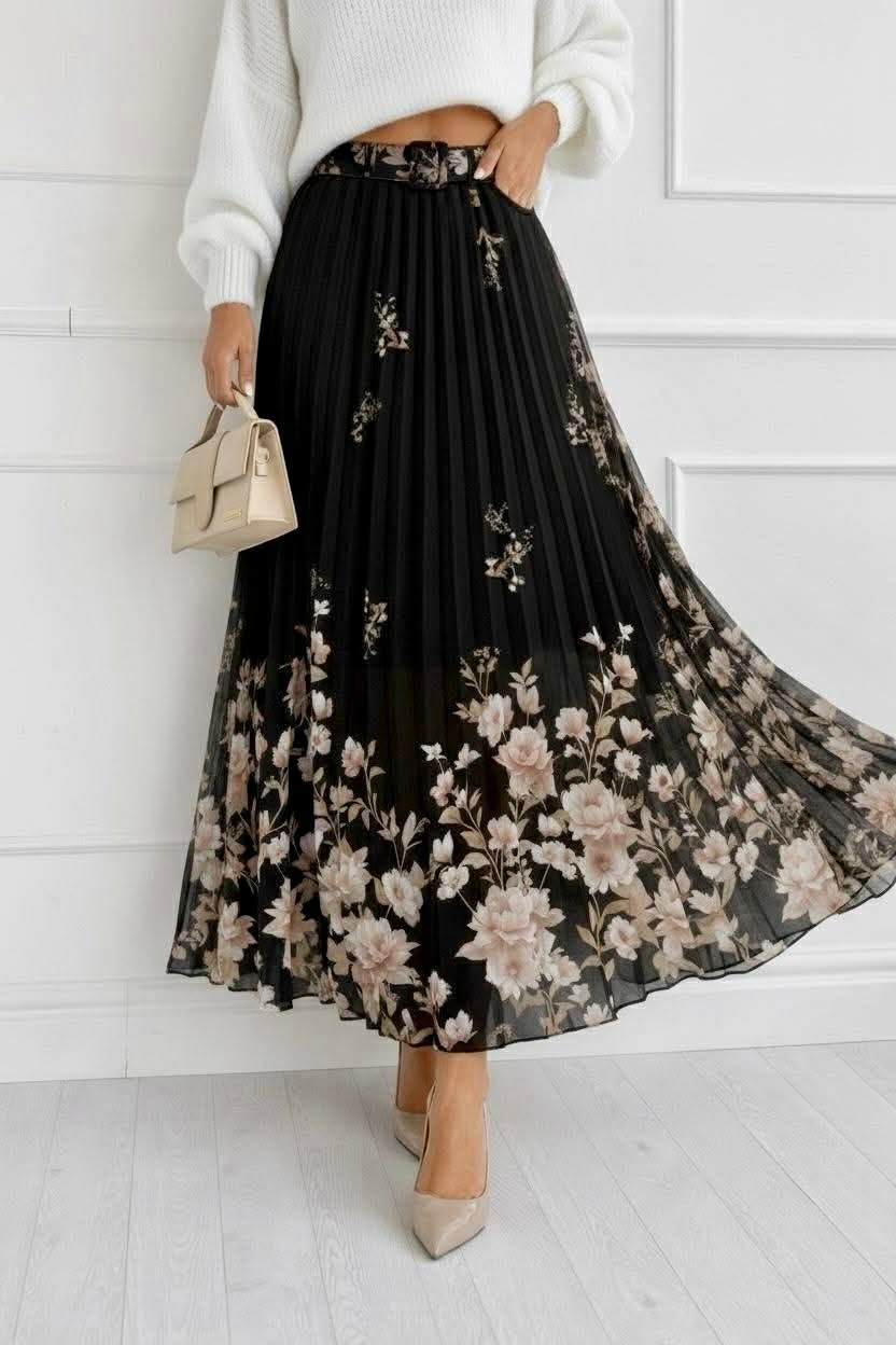 Jupe plissée fleurie