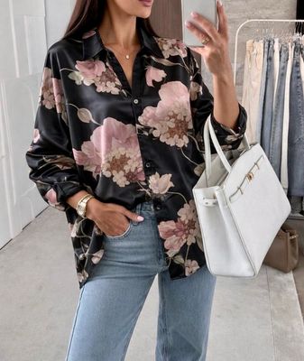 Chemisier satiné fleuri