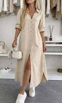 Robe chemise beige