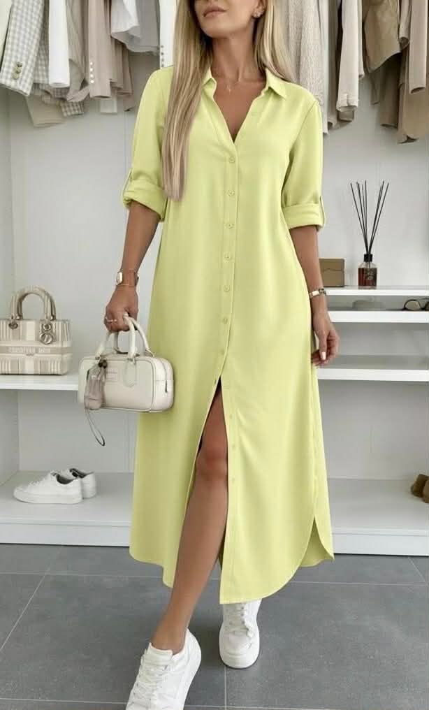 Robe chemise jaune