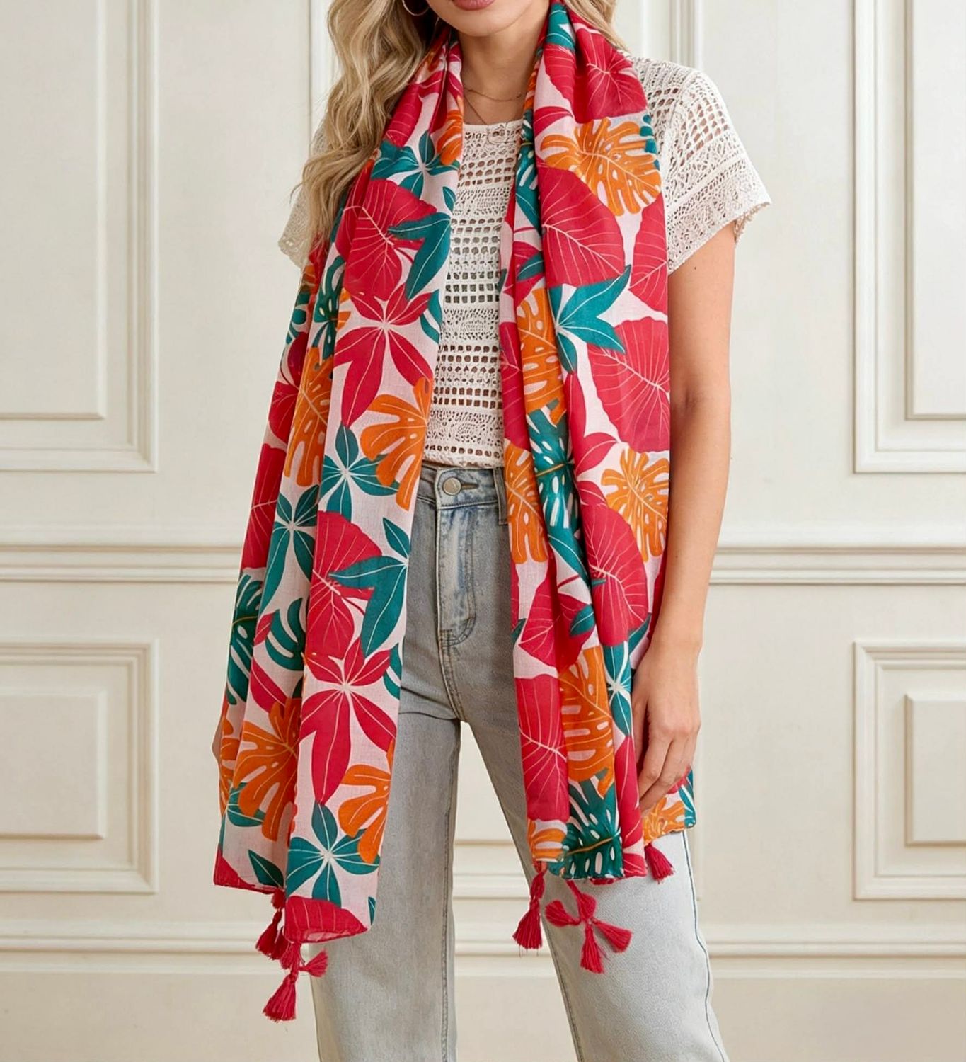 Foulard motifs feuilles