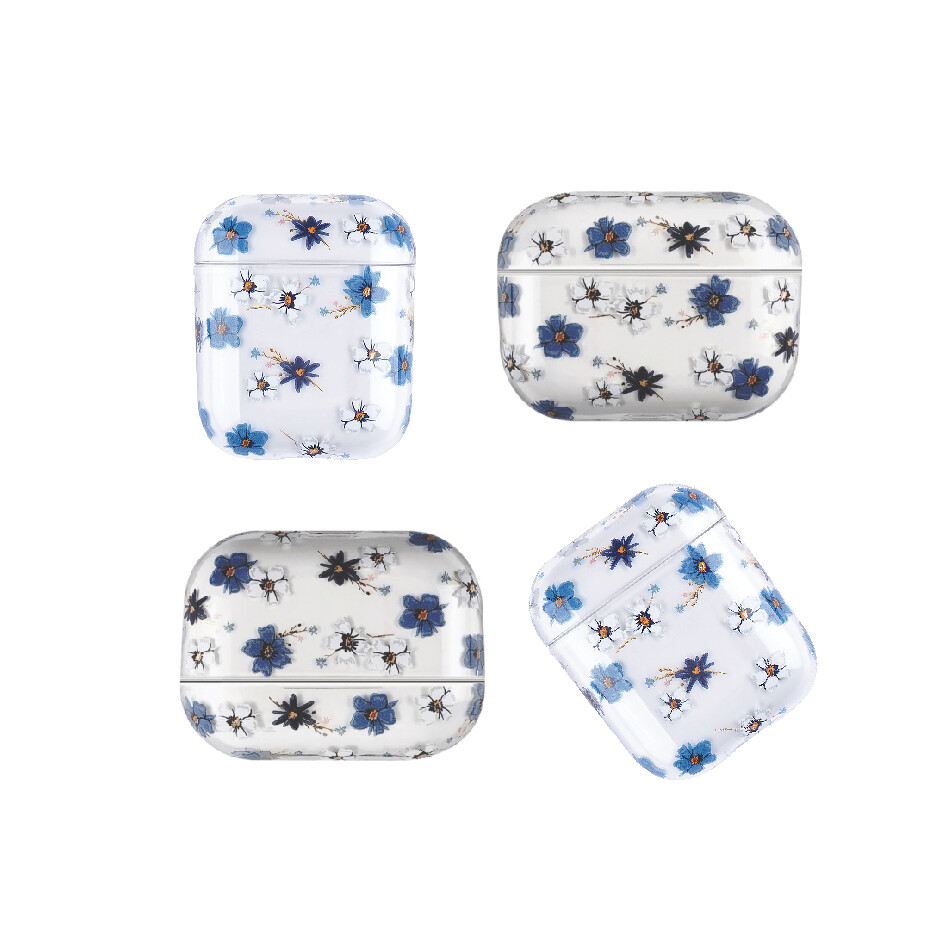 Clear Blue Flower case cover for Apple AirPods
