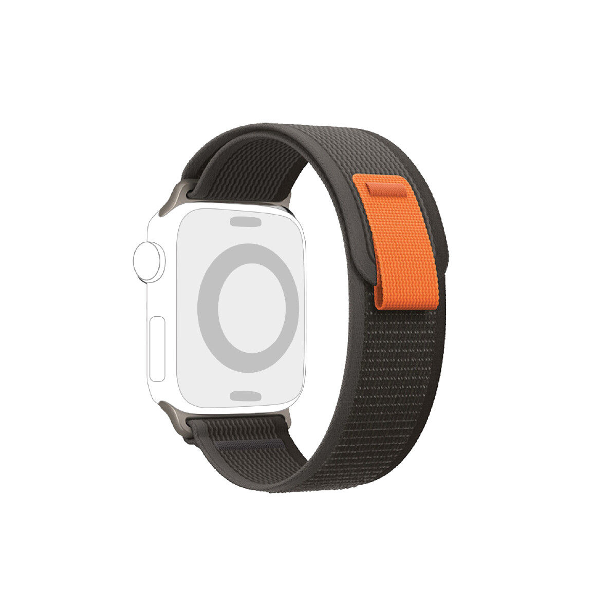 Black and Orange Trail style loop strap for Apple Watch