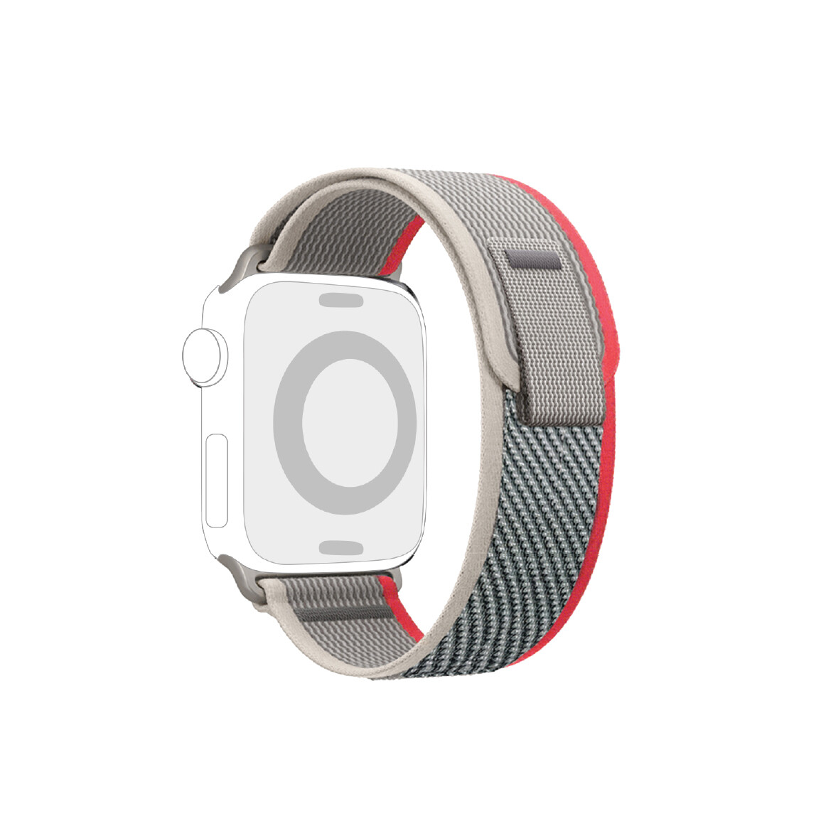 Grey and Red Trail style loop strap for Apple Watch