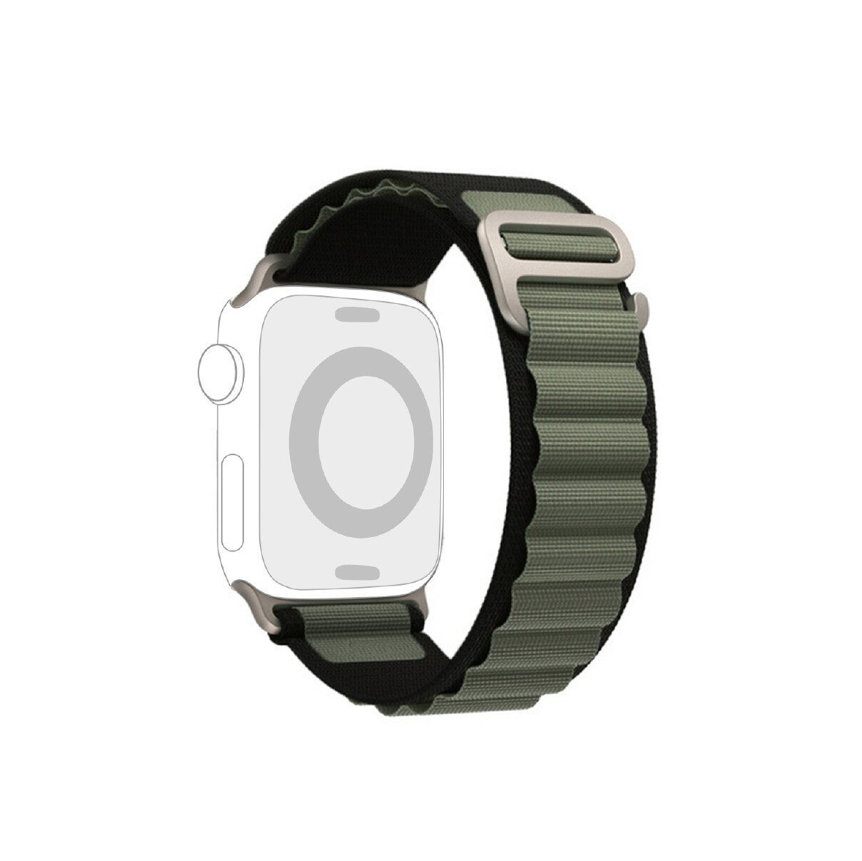 Green and Black Alpine loop style strap for Apple Watch