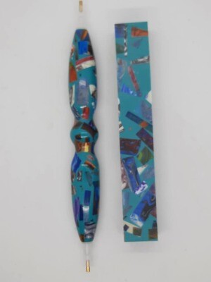 Color Explosion Mosaic in Turquoise - Handcrafted Custom Diamond Painting Pen