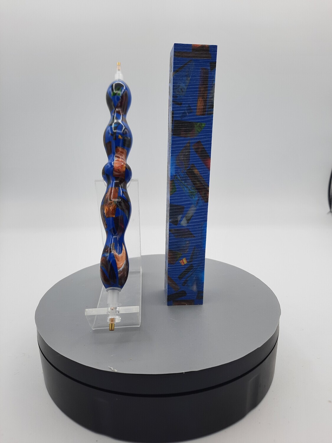Color Explosion Mosaic in Blue - Handcrafted Custom Diamond Painting Pen
