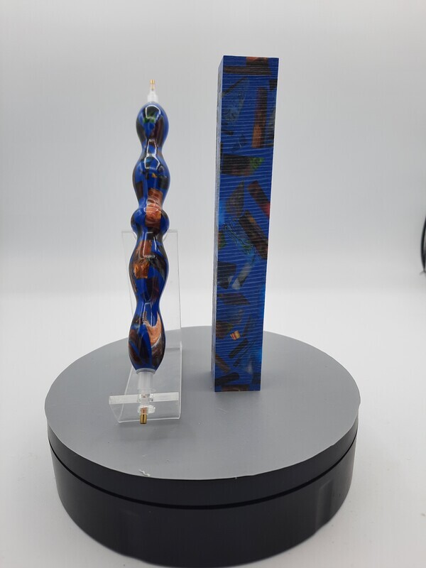 Color Explosion Mosaic in Blue - Handcrafted Custom Diamond Painting Pen