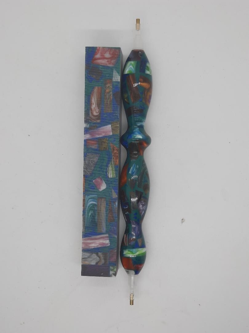 Color Explosion Mosaic in Sea Mist- Handcrafted Custom Diamond Painting Pen