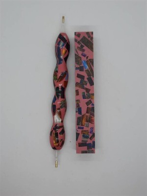 Color Explosion Mosaic in Soft Pink - Handcrafted Custom Diamond Painting Pen