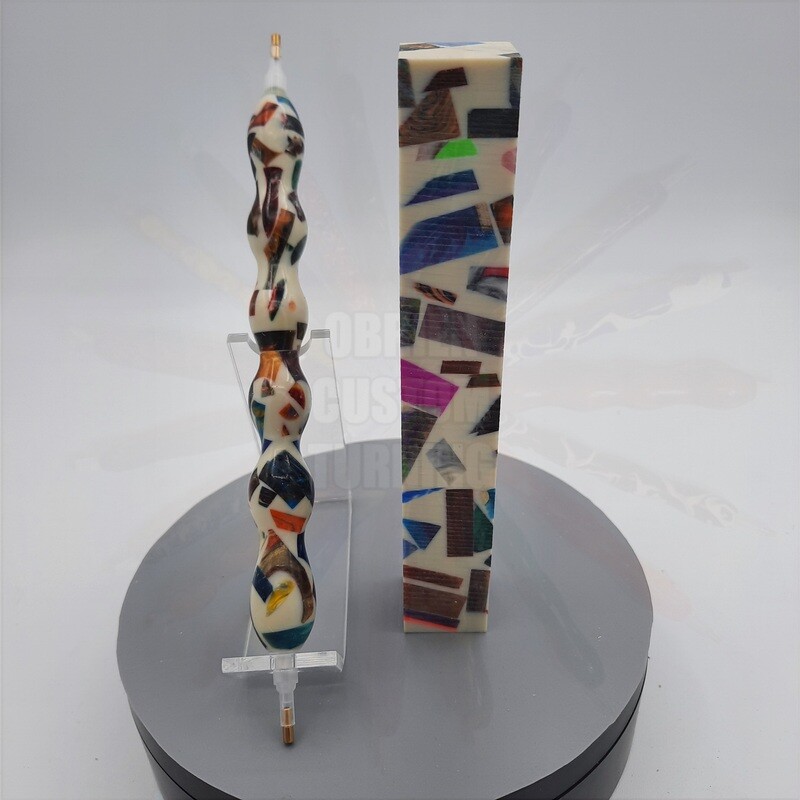 Color Explosion Mosaic in White - Handcrafted Custom Diamond Painting Pen