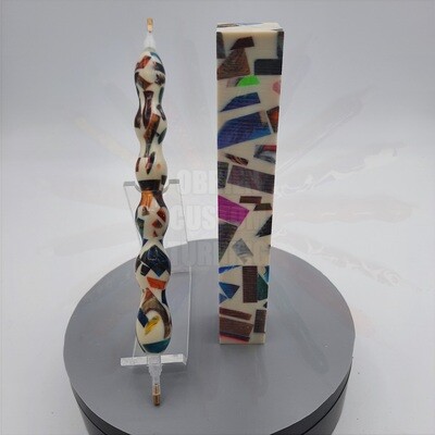 Color Explosion Mosaic in White - Handcrafted Custom Diamond Painting Pen