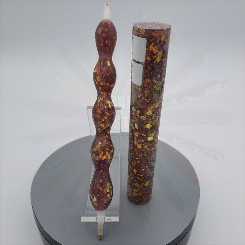 Cinnamon Bun Prismatic Glitter  - Handcrafted Custom Diamond Painting Pen