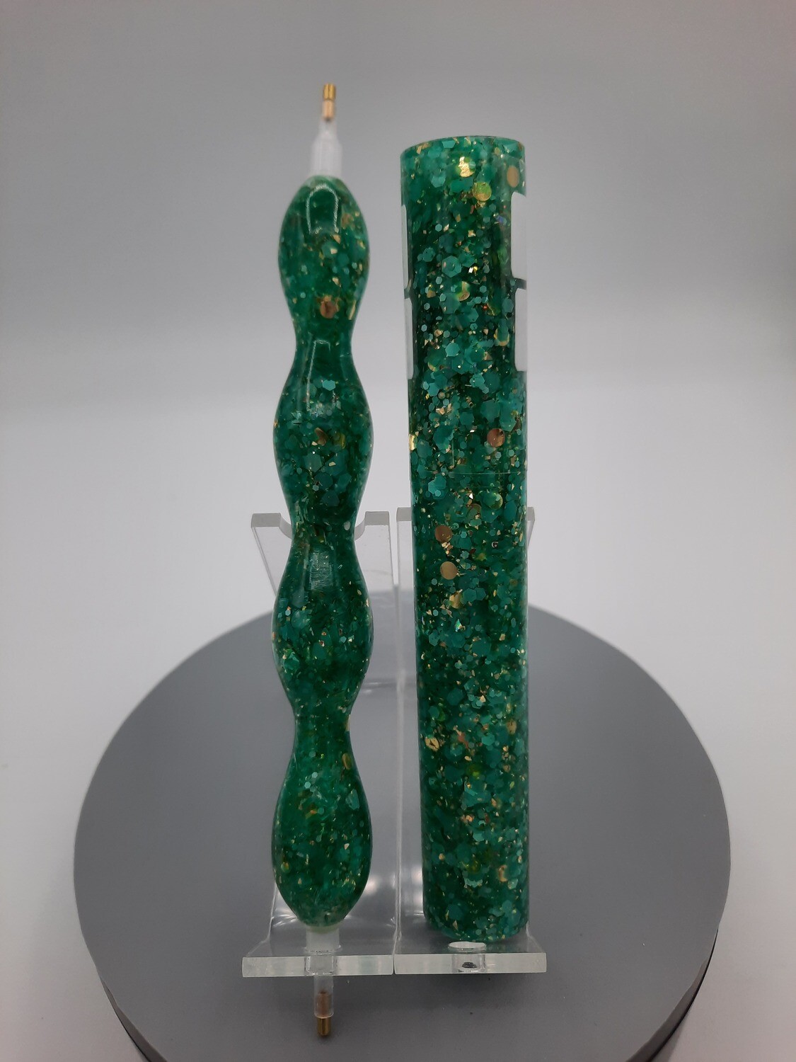 Jade Dragon Glitters and Gold - Handcrafted Custom Diamond Painting Pen