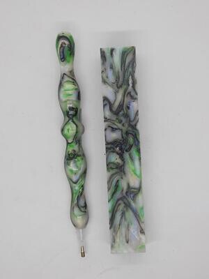 Mother of Pearl with Green - Handcrafted Custom Diamond Painting Pen