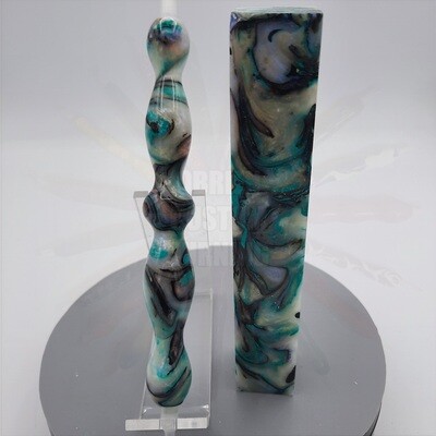 Mother of Pearl with Teal - Handcrafted Custom Diamond Painting Pen