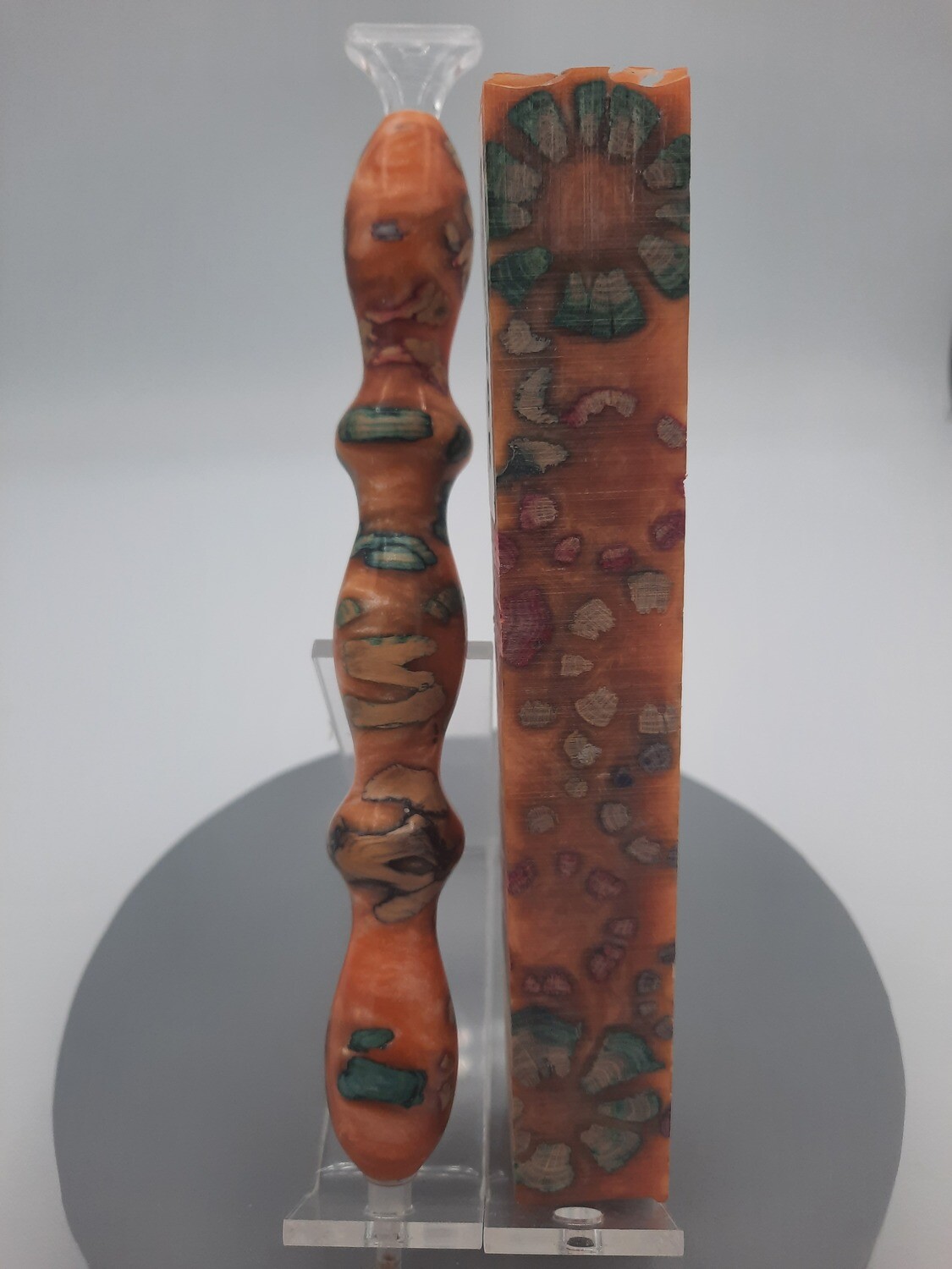Multi dyed cross cut cholla cactus in orange resin - Handcrafted Custom Diamond Painting Pen