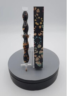 Multi dyed cross cut cholla cactus in black resin - Handcrafted Custom Diamond Painting Pen