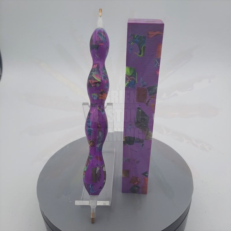 Jamaica Purple Mosaic Color Explosion - Handcrafted Custom Diamond Painting Pen