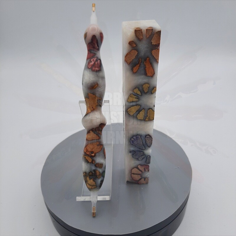 Multi dyed cross cut cholla cactus in white resin - Handcrafted Custom Diamond Painting Pen