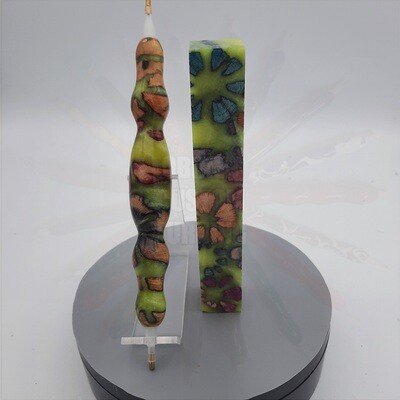 Multi dyed cross cut cholla cactus in light yellow resin - Handcrafted Custom Diamond Painting Pen