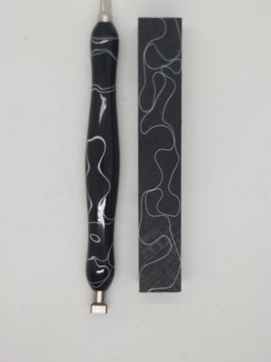 Pitch Black with White Swirl - Handcrafted Custom Diamond Painting Pen