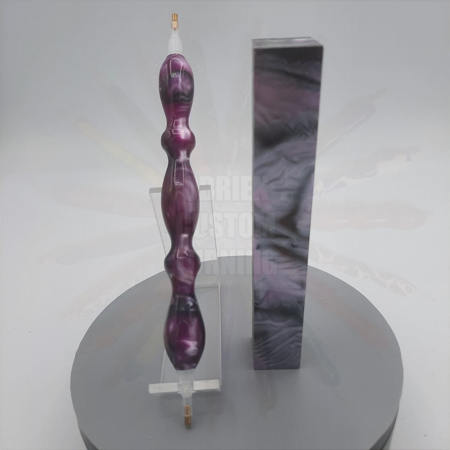 Purple and Silver Swirl - Handcrafted Custom Diamond Painting Pen