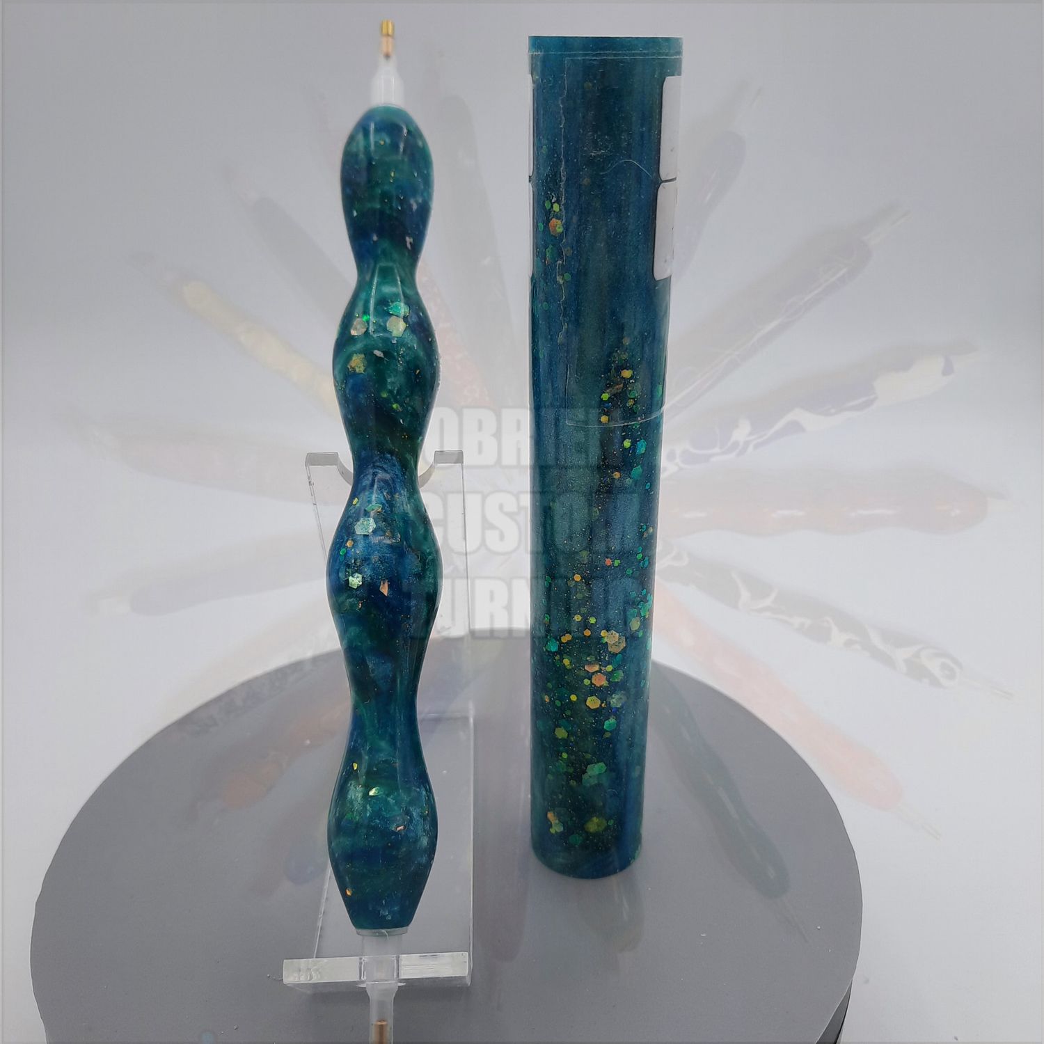 Shades of Teal Glitter - Handcrafted Custom Diamond Painting Pen