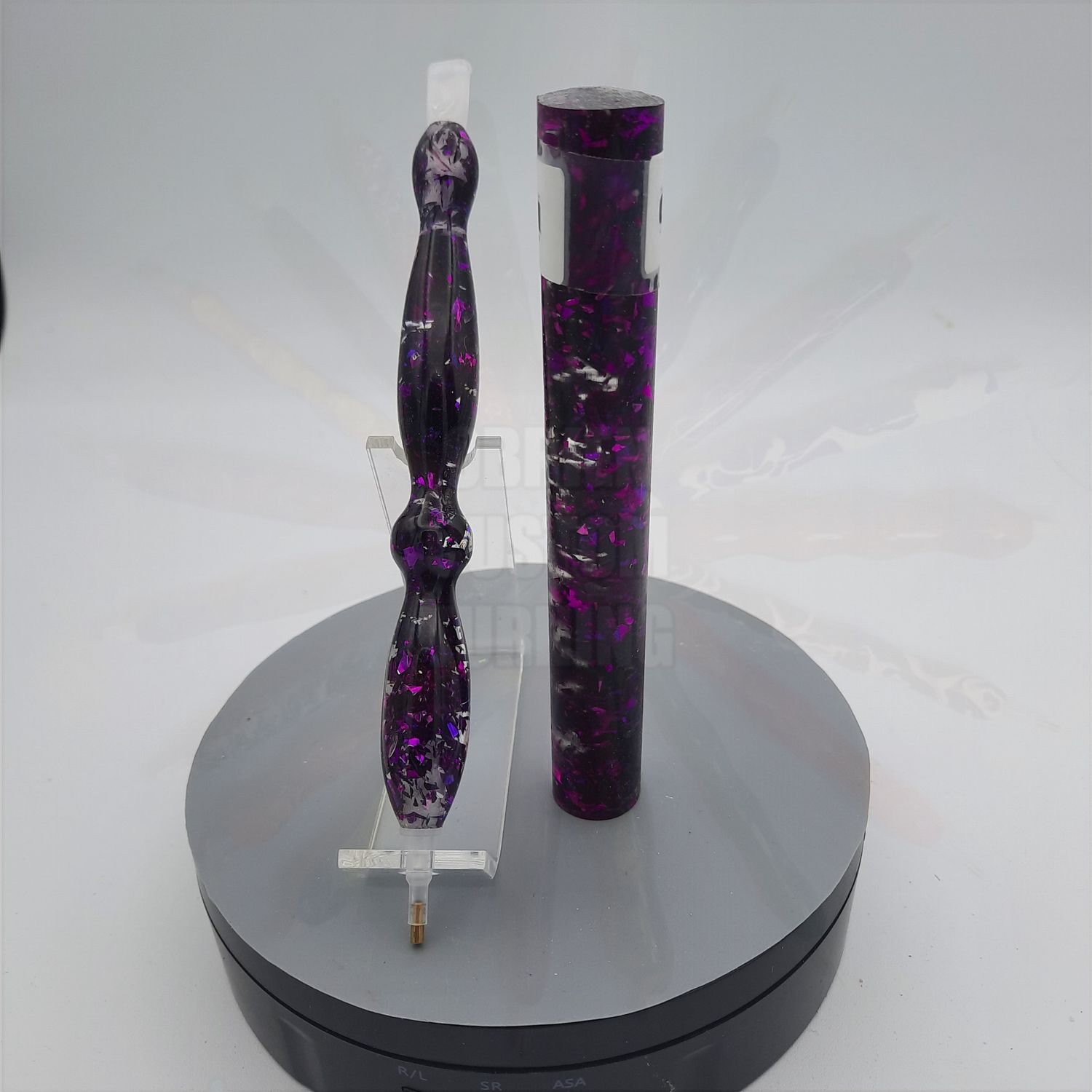 Clear Alumilite Resin with Purple Flake - Handcrafted Custom Diamond Painting Pen