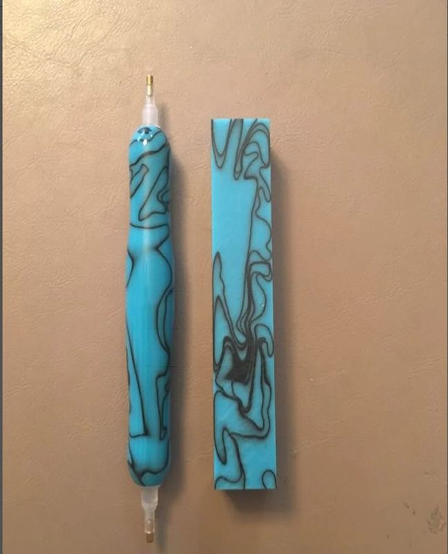 Aqua with Black Thread (Turquoise) - Handcrafted Custom Diamond Painting Pen