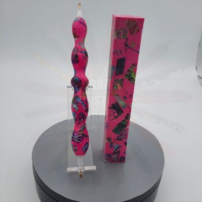 Aruba Bright Pink Neon Mosaic - Handcrafted Custom Diamond Painting Pen
