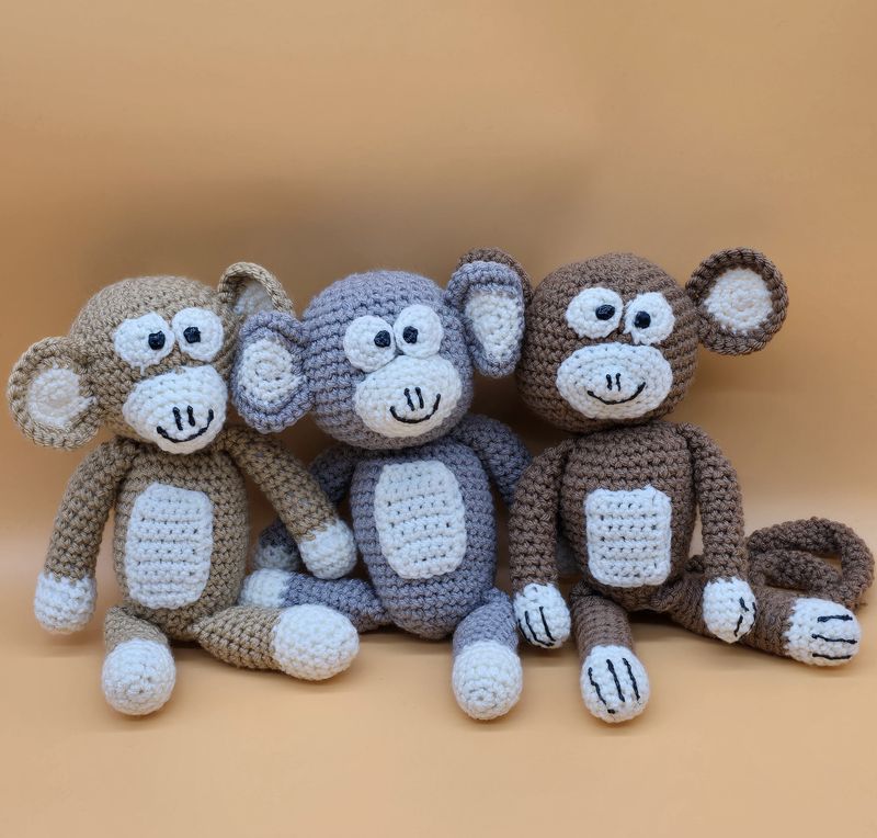 Äffchen, Affen, Handgemacht, Gehäkelt, Stofftier,