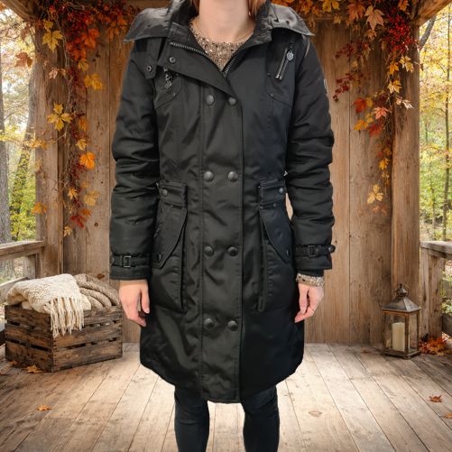 Wellensteyn TRINITY Damen Winter Mantel, Schwarz, Größe S