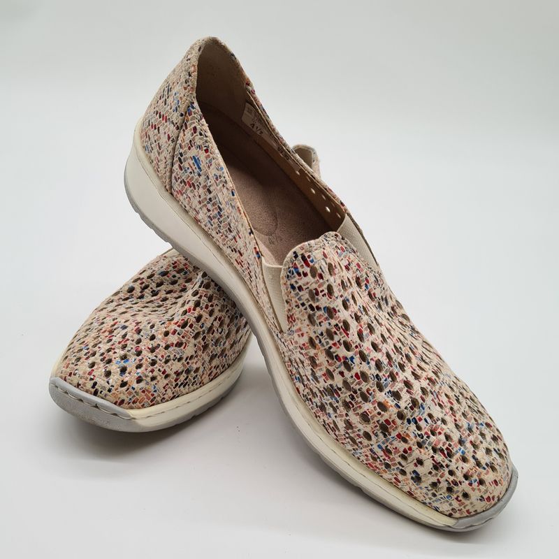 Damen Schuhe, Komfort Slipper, creme, bunt, Größe 37