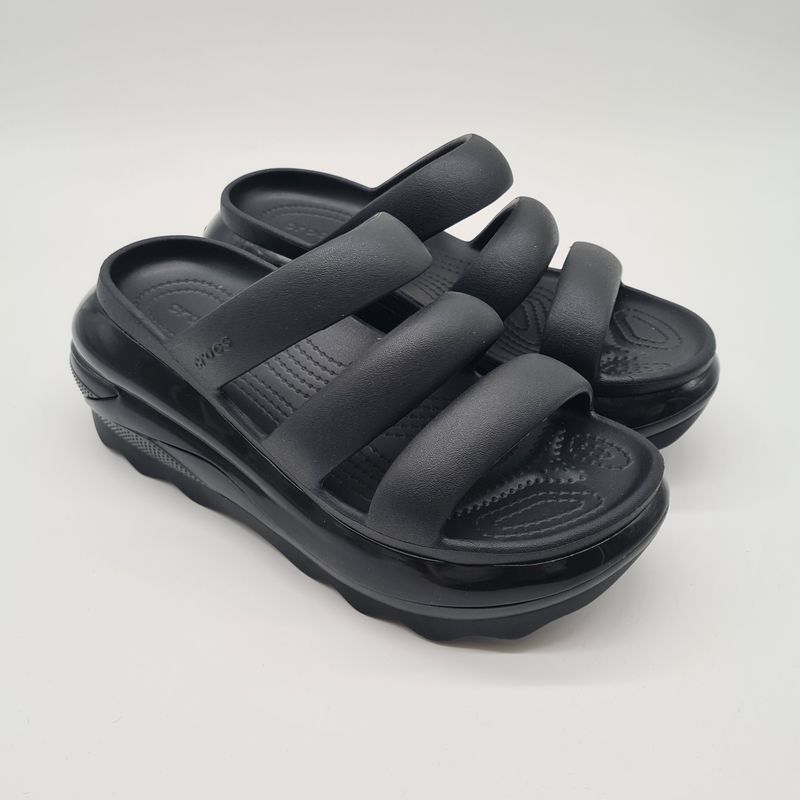 Crocs Mega Crush Triple Strap Sandalen, Pantoletten Schwarz Damen, Größe 10 (41-42)