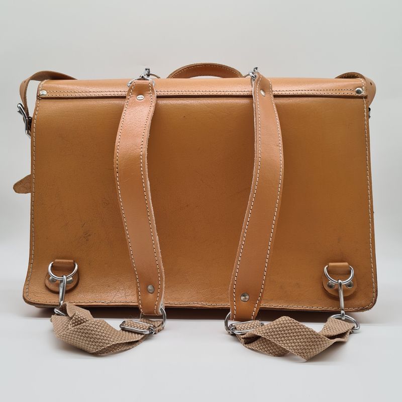 Vintage Leder-Schulranzen in Cognac – auch als Lehrertasche geeignet